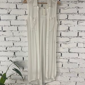 NEW Anthropologie Long White Button Up Tank